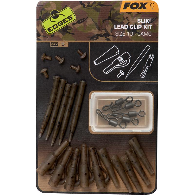 Fox Edges Camo Slik Lead Clip Kit Gréisst 10 x 5