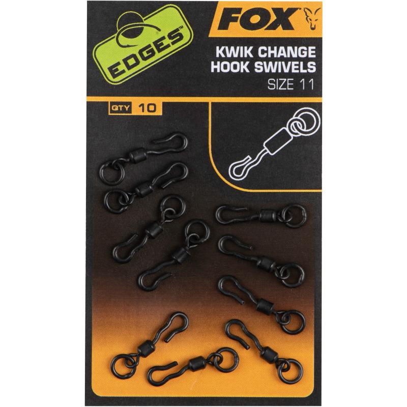 Fox Edges Kwik Change Hook Swivels Gréisst 10 X 10