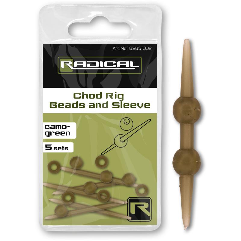 Radical Chod Rig Beads en Sleeve camo-groen