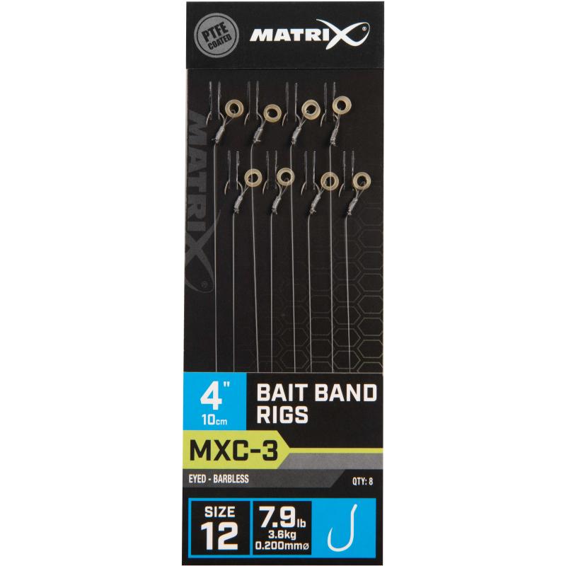 Matrix Mxc-3 Size 12 Barbless 0.20mm 4" 10cm Bait Band 8Pcs
