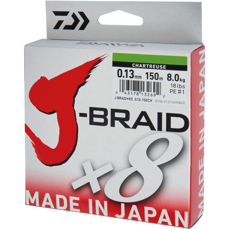 Daiwa J-Braid X8 chartreuse 0.13mm 8.0kg 150m