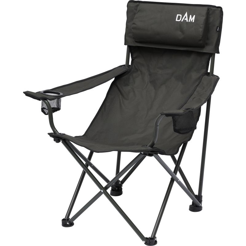 DAM Foldable Chair With Bottle Holder Steel green