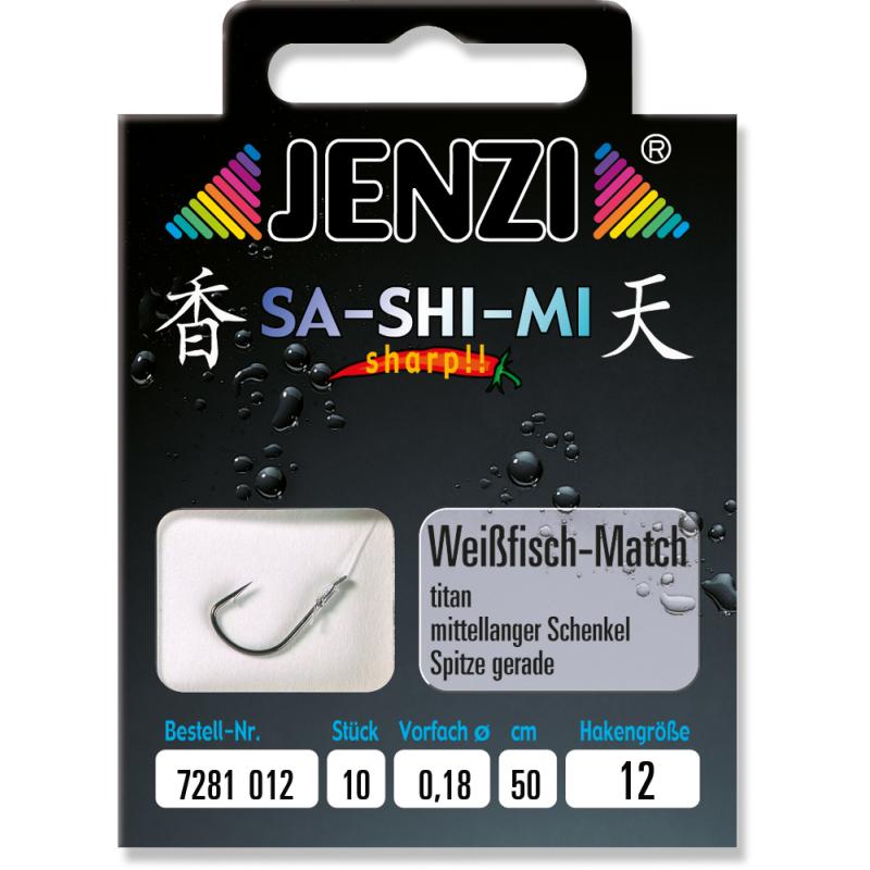 JENZI Weißfisch-Matchhaken SA-SHI-MI Gebunden Gr.12 0,18mm 50cm