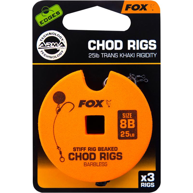 FOX Edge Armapoint stiff rig beaked Chod rigs x 3 25b sz8 STD Barbless