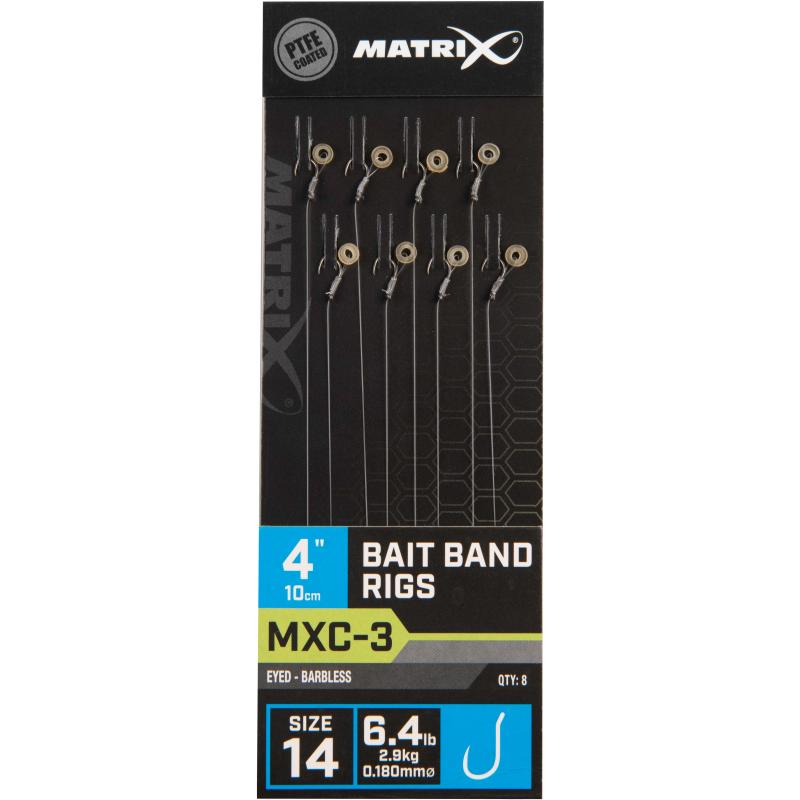 Matrix Mxc-3 Taille 14 Barbless 0.18mm 4 "10cm Bait Band 8Pcs