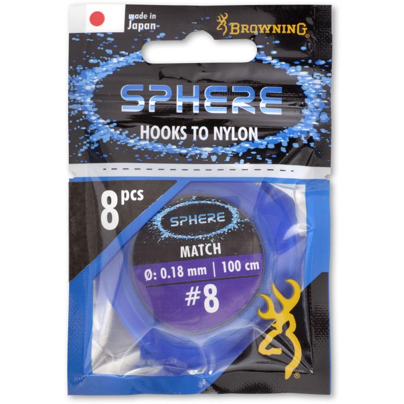 Leader hook # 8 Sphere Match black nickel 3,5kg Ø0,18mm 100cm 8 pieces