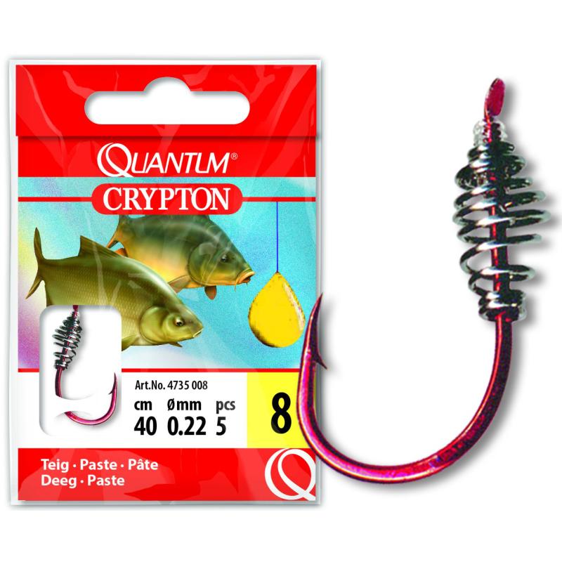 Quantum # 8 Crypton Dough Leader Hooks rood 0,22mm 40cm 5 stuks