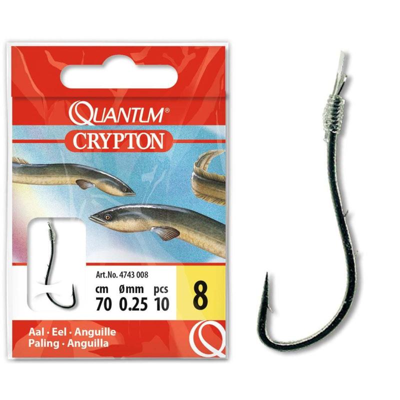 Quantum # 2 Crypton Eel Leader Hook nikkel 0,30mm 70cm 10 stuks