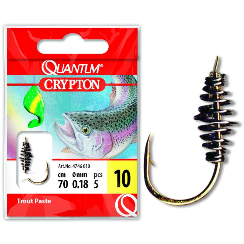 Quantum # 10 Crypton Trout Paste Leader Hooks goud 0,18mm 70cm 5 stuks