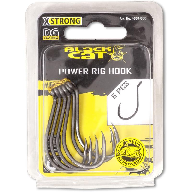 Black Cat # 6/0 Power Rig Hook DG revêtement 6 pièces