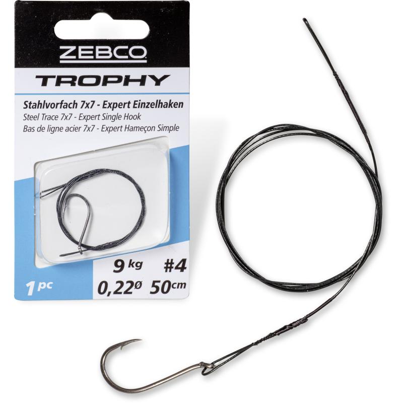 Zebco Trophy Steel Leader 7x7 - Hameçon simple Expert L: 50cm 9kg