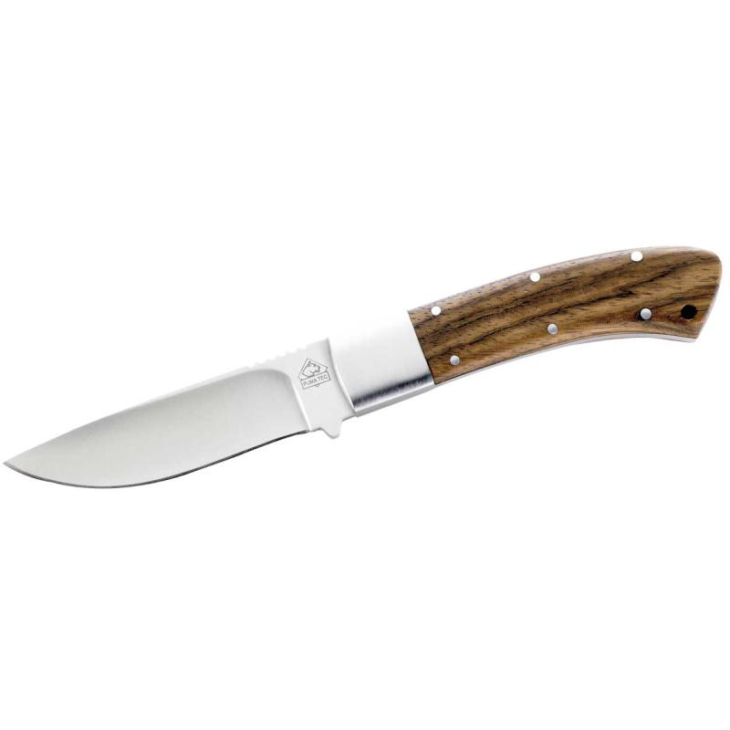 Puma Tec belt knife, Aisi 420, Zebrawood, leather sheath, blade 9,3cm