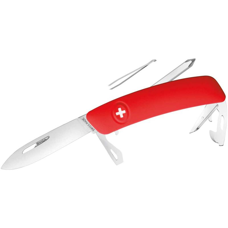 Couteau de poche Swiza D04 rouge, longueur de lame 7,5 cm