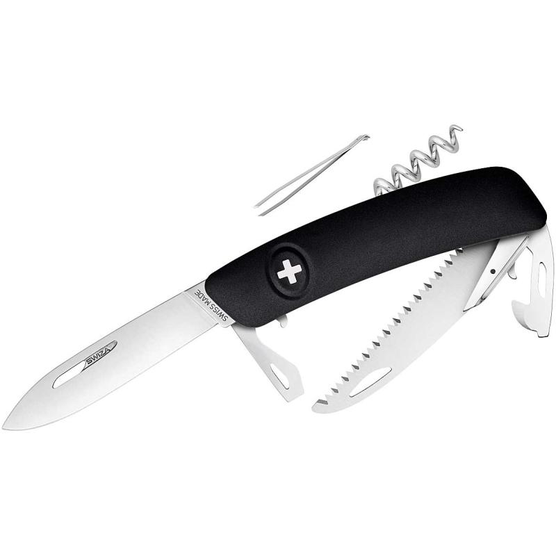Couteau de poche Swiza D05 noir, longueur de lame 7,5 cm