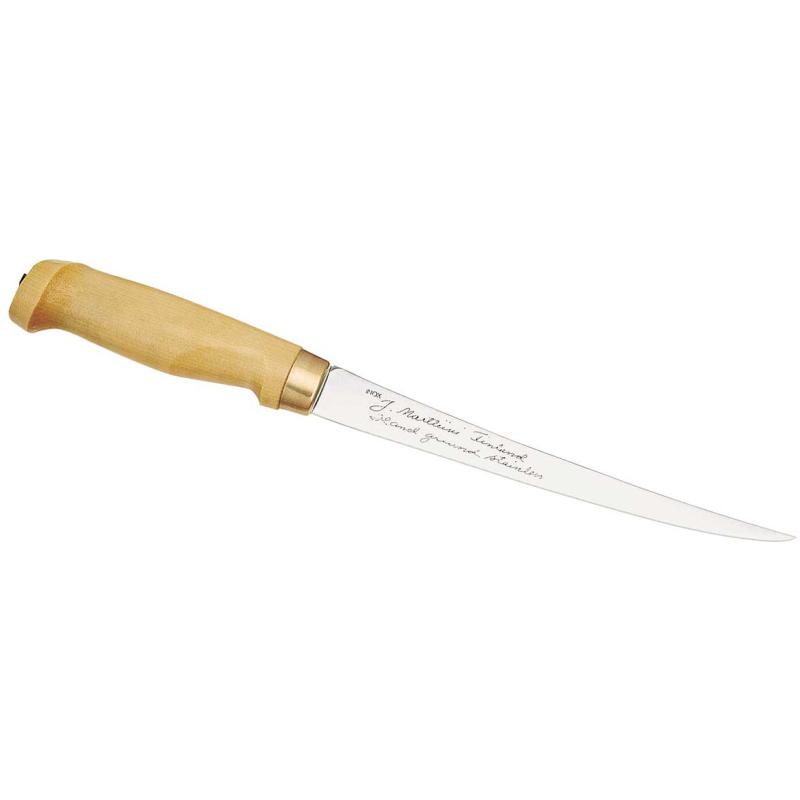 Marttiini Finnish filleting knife, blade length 19cm, wooden handle