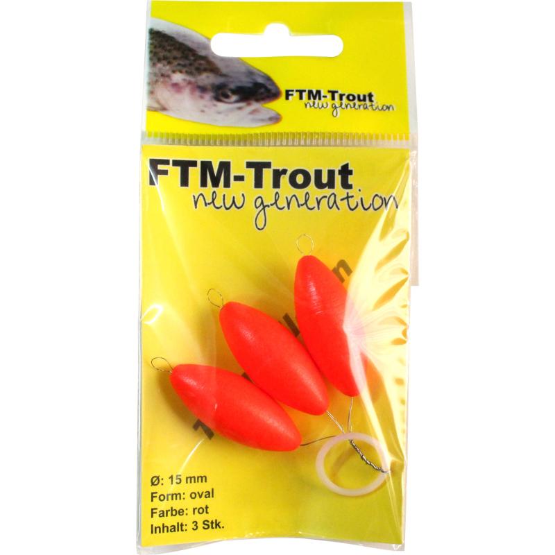FTM Trout pilotes ovale rouge 15mm cont.3 pcs.