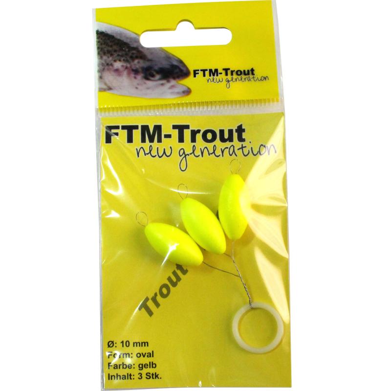 FTM Trout Piloten oval gelb 10mm Inh.3 Stk.