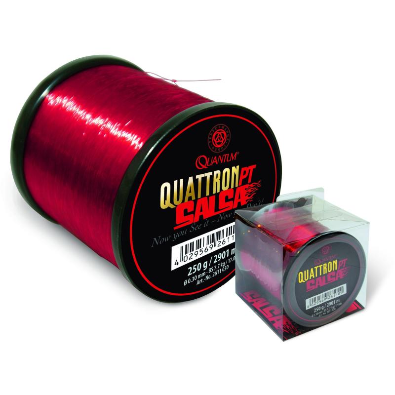 Quantum 0,22mm Quattron Salsa 3000m 4,50kg transparant rood