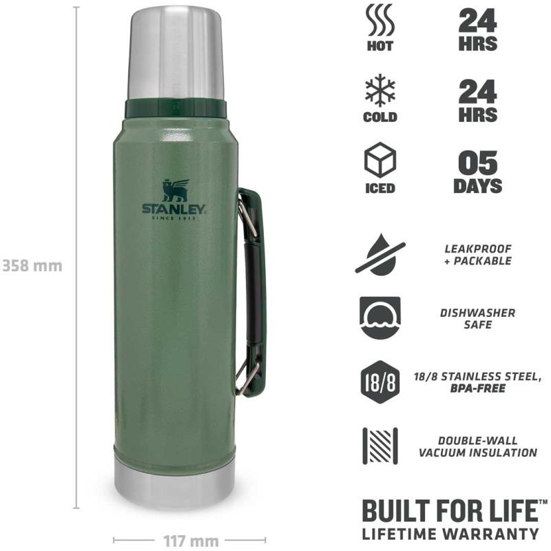 Stanley Classic vacuum bottle 1,0 L capacity green