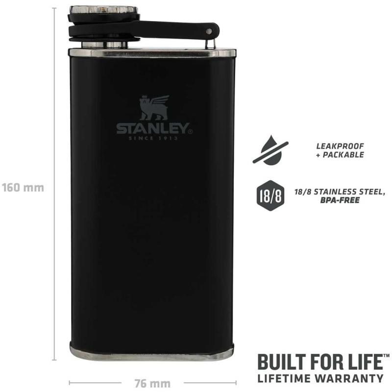 Stanley Classic Wide Mouth Flask 236 Ml Capacity Matt Black