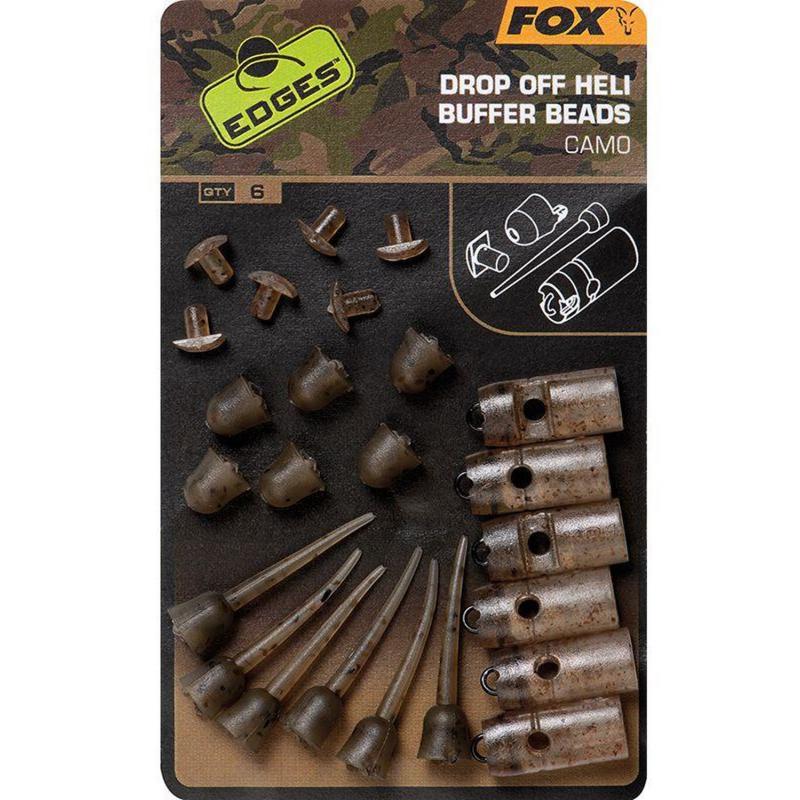 Fox Edges Camo Drop off kit de perles de tampon hélicoïdal x 6