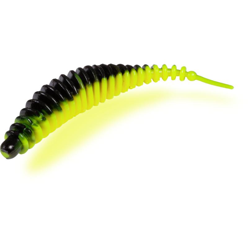 Magic Trout T-Worm 1g I-Tail neon groen / gele knoflook 6,5cm 6 stuks