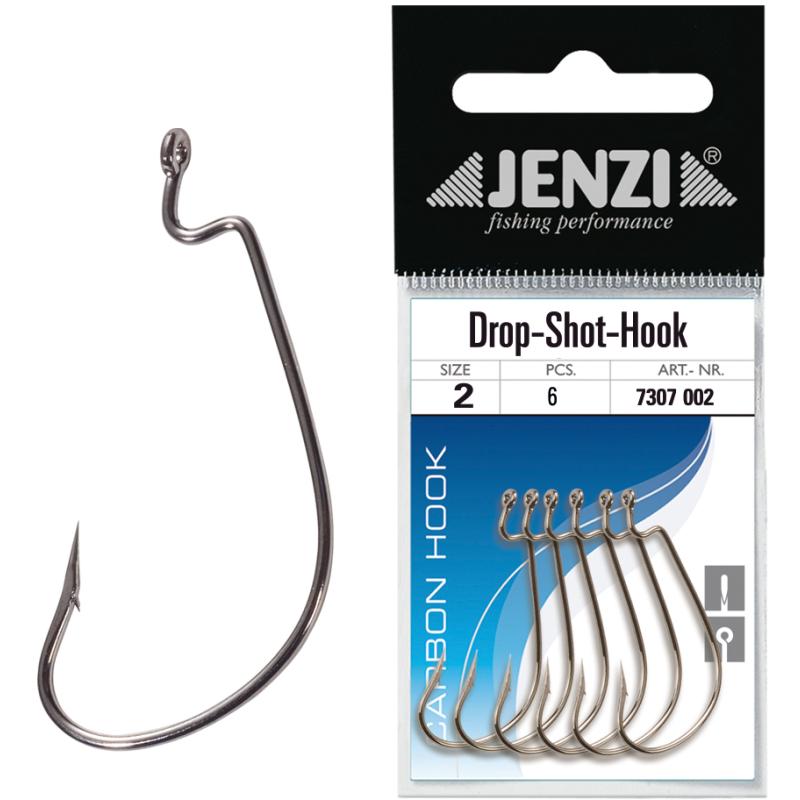 JENZI Drop Shot hook, type Circel, size 2 titanium, medium-length shank