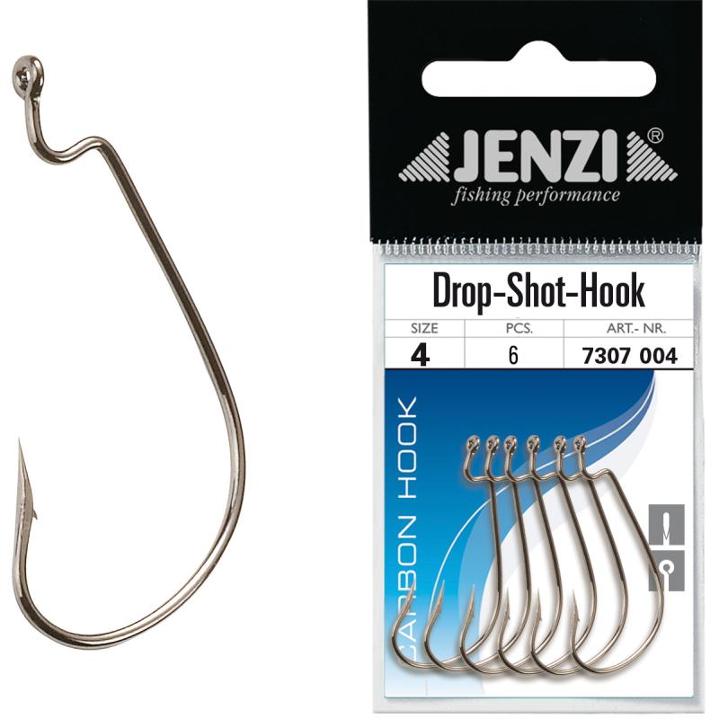 JENZI Drop Shot hook, type Circel, size 4 titanium, medium-length shank