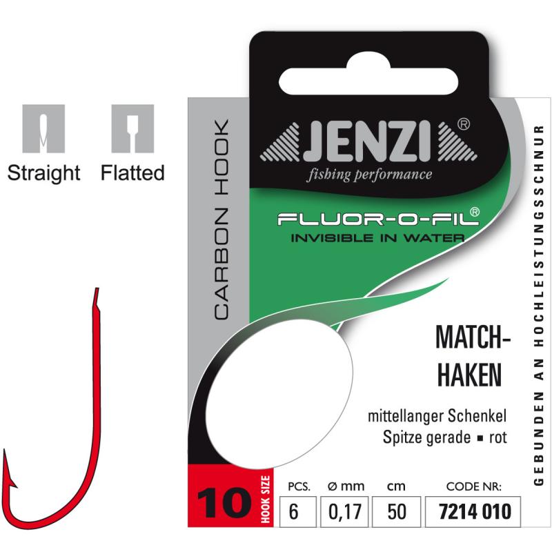 JENZI match hooks bound to fluorocarbon size 10 0,17mm 50cm