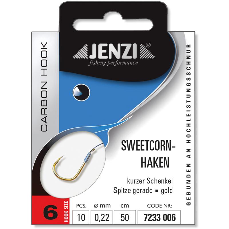JENZI Sweetcorn Hook, tied size 6 0,22mm 50cm