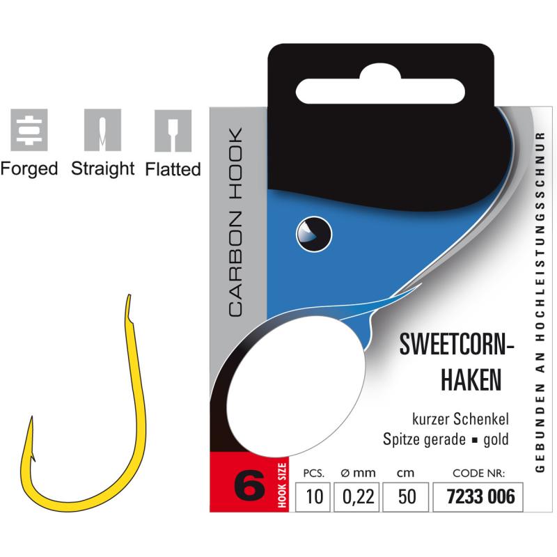 JENZI Sweetcorn Hook, tied size 6 0,22mm 50cm