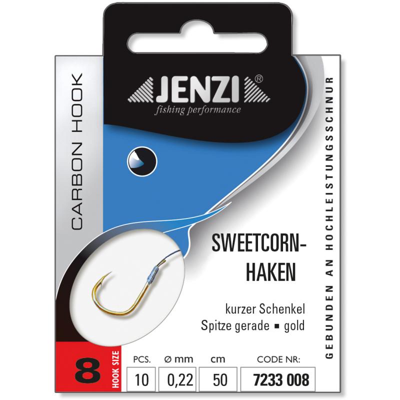 JENZI Sweetcorn Hook, tied size 8 0,22mm 50cm