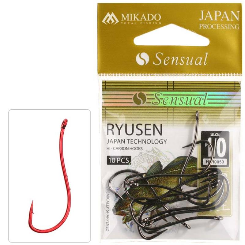 Mikado Hook Sensual Ryusen W/Ring No. 6 Red .