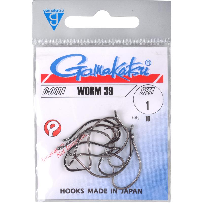 Gamakatsu Hook Worm 39 Black Size. 3