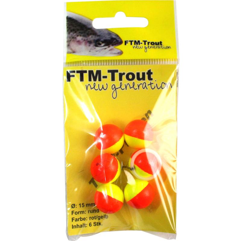 FTM Trout piloten rond rood/geel 15mm inh.6 st.