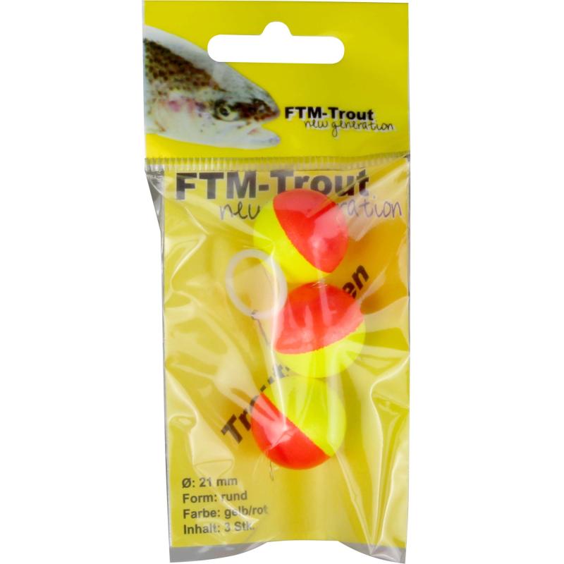FTM Trout piloten rond oranje/geel 21mm inh.3 st.