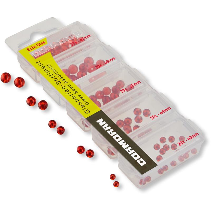 Cormoran glass bead assortment red 3-7mm SB100