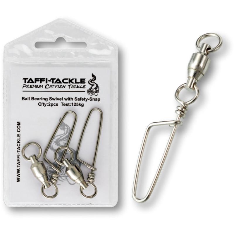 Taffi Tackle Ball Bearing Swivel with Safety Snap