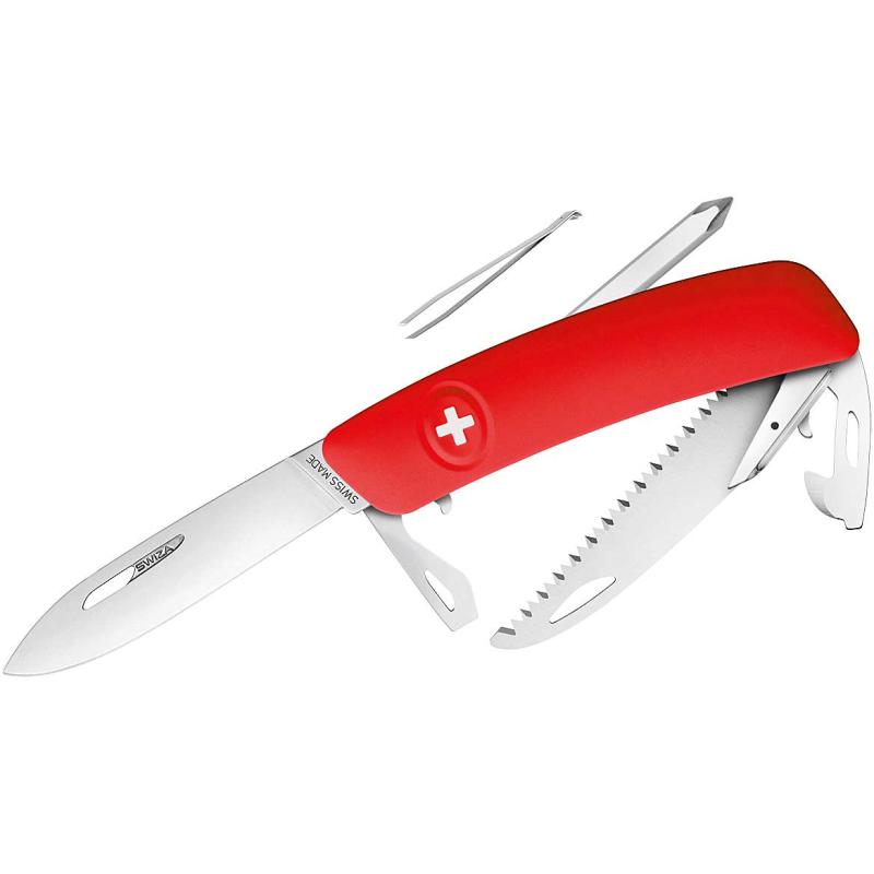 Couteau de poche Swiza D06 rouge, longueur de lame 7,5 cm