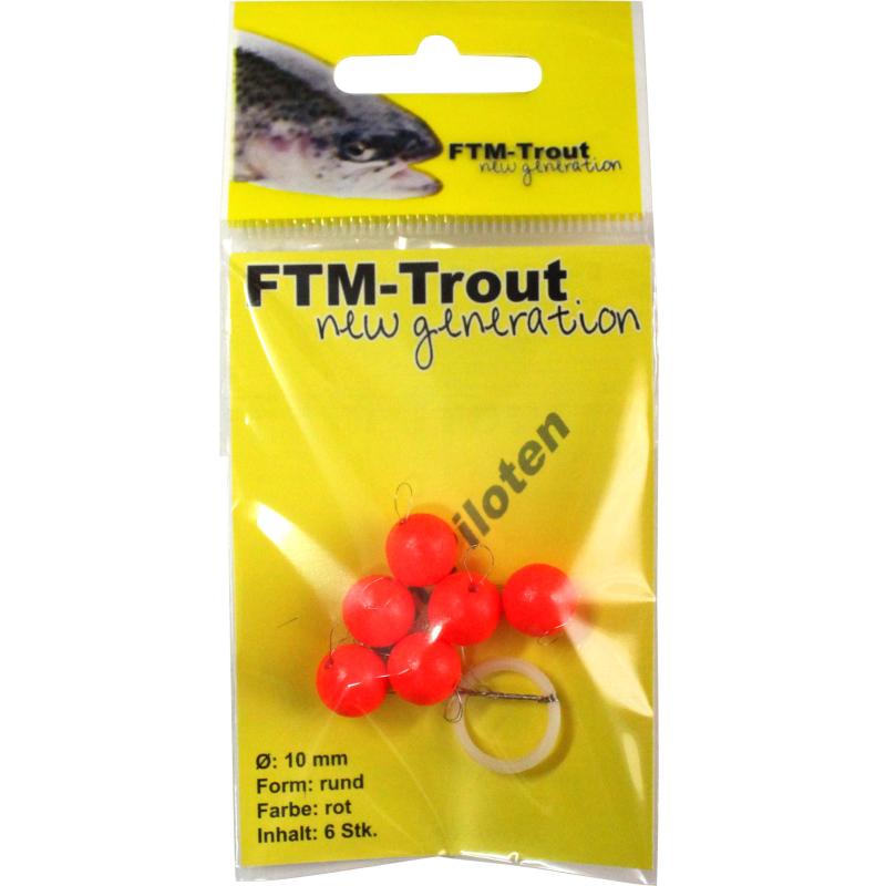 FTM Trout pilotes rond rouge 10mm cont.6 pcs.
