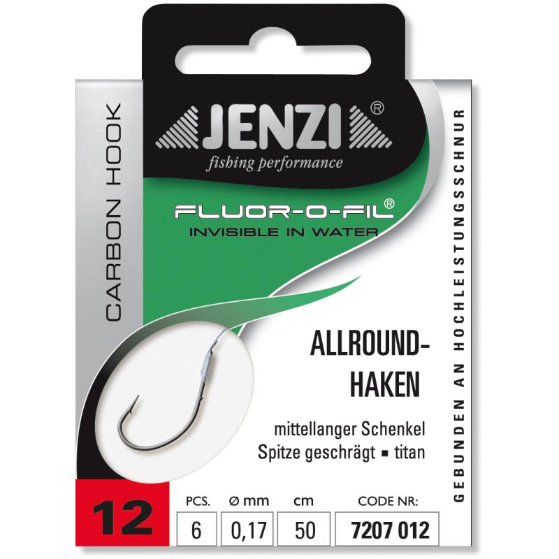 JENZI all-round hook tied to fluorocarbon size 12 0,17mm 50cm
