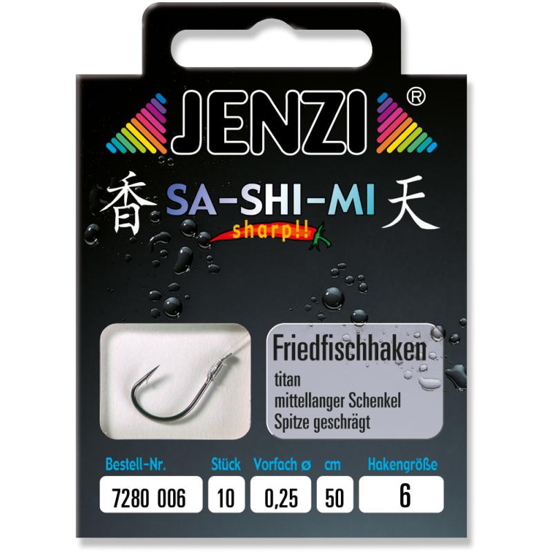 JENZI grofvishaak SA-SHI-MI gebonden maat 6 0,25mm 50cm