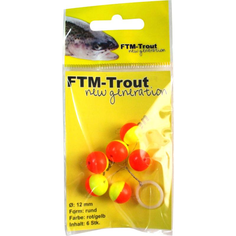 FTM Trout piloten rond rood/geel 12mm inh.6 st.