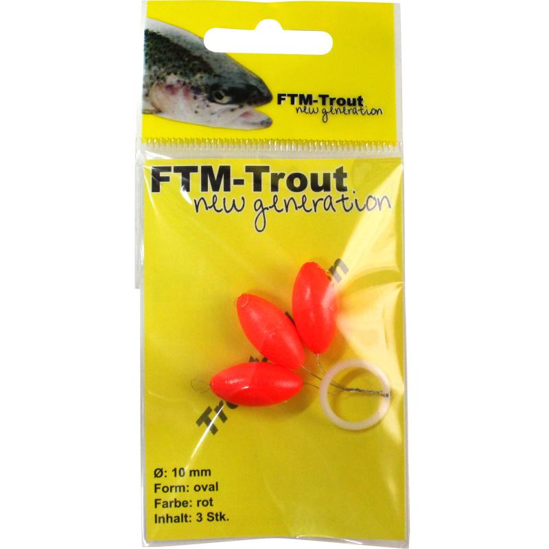 FTM Trout pilots oval red 10mm cont.3 pcs.