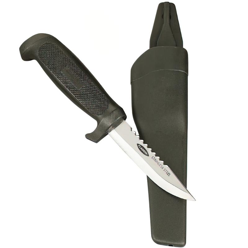FLADEN multi-purpose knife with plastic handle, plastic sheath. 10cm blade