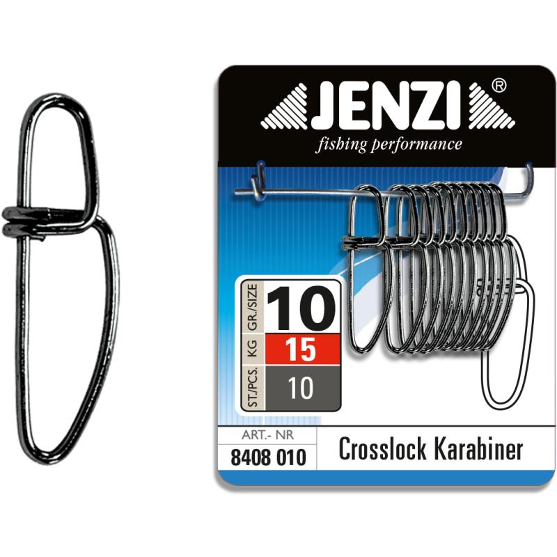 Mousqueton JENZI Crosslock en version noir nickel taille 10 15 kg