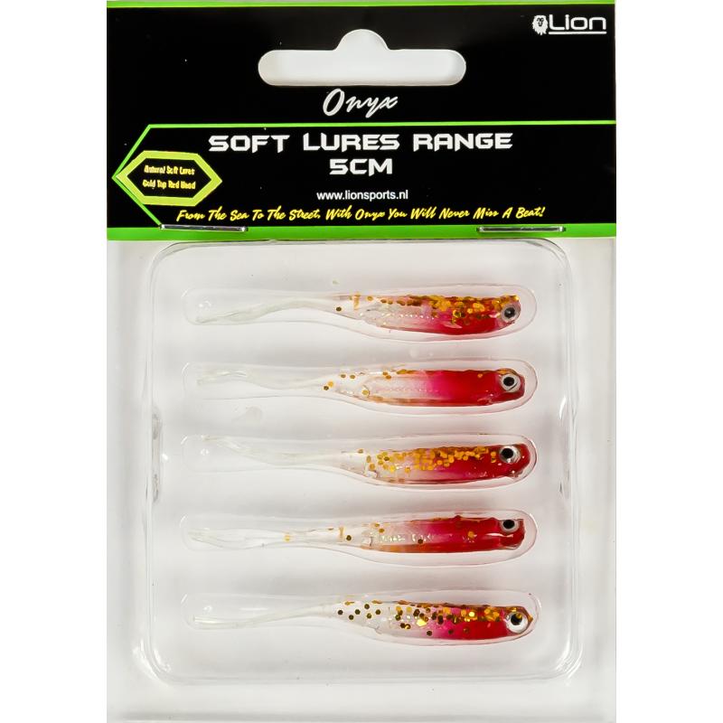 Lion Sports Onyx Natural 5 cm soft bait gold top red head