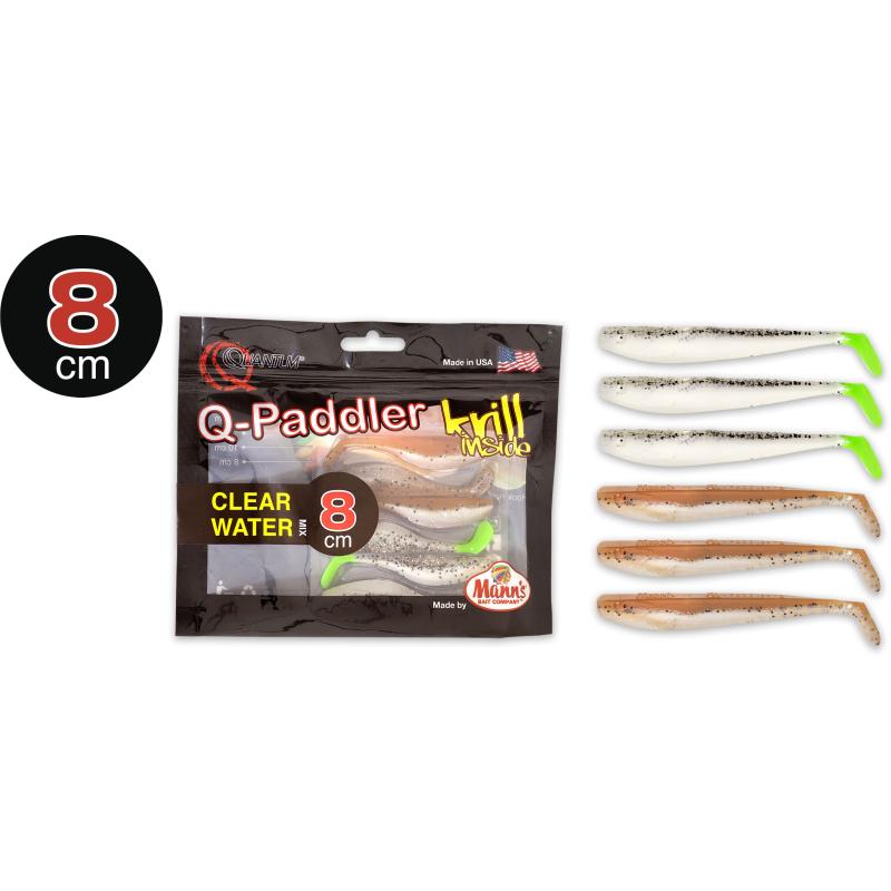 8cm Q-Paddler Clear Water Mix 3x sel et poivre UV-tail 3x sand goby Krill