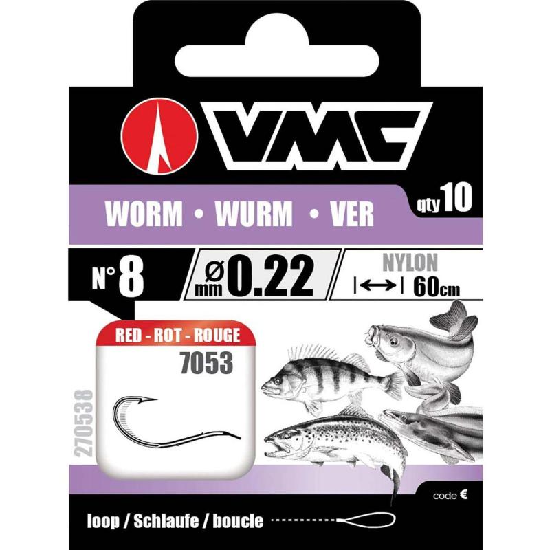 VMC Worm Red 60cm Nylon 0.27 H4