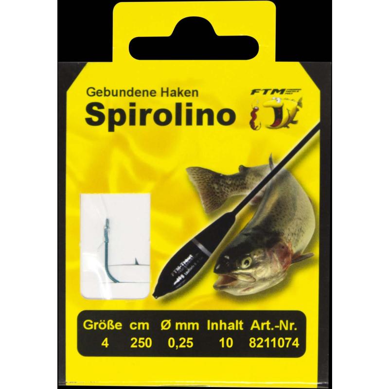 Fishing Tackle Max Haken geb. Spirolino 4 / 0,25Ø 2,5m Inh. 10 Stk.